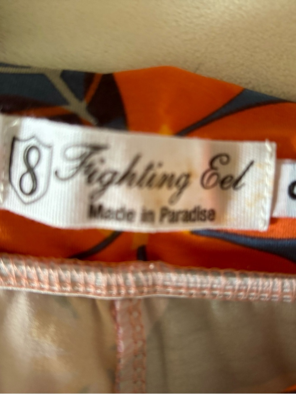 Fighting Eel Orange & Navy Floral Print Waistband - Picture 3 of 5